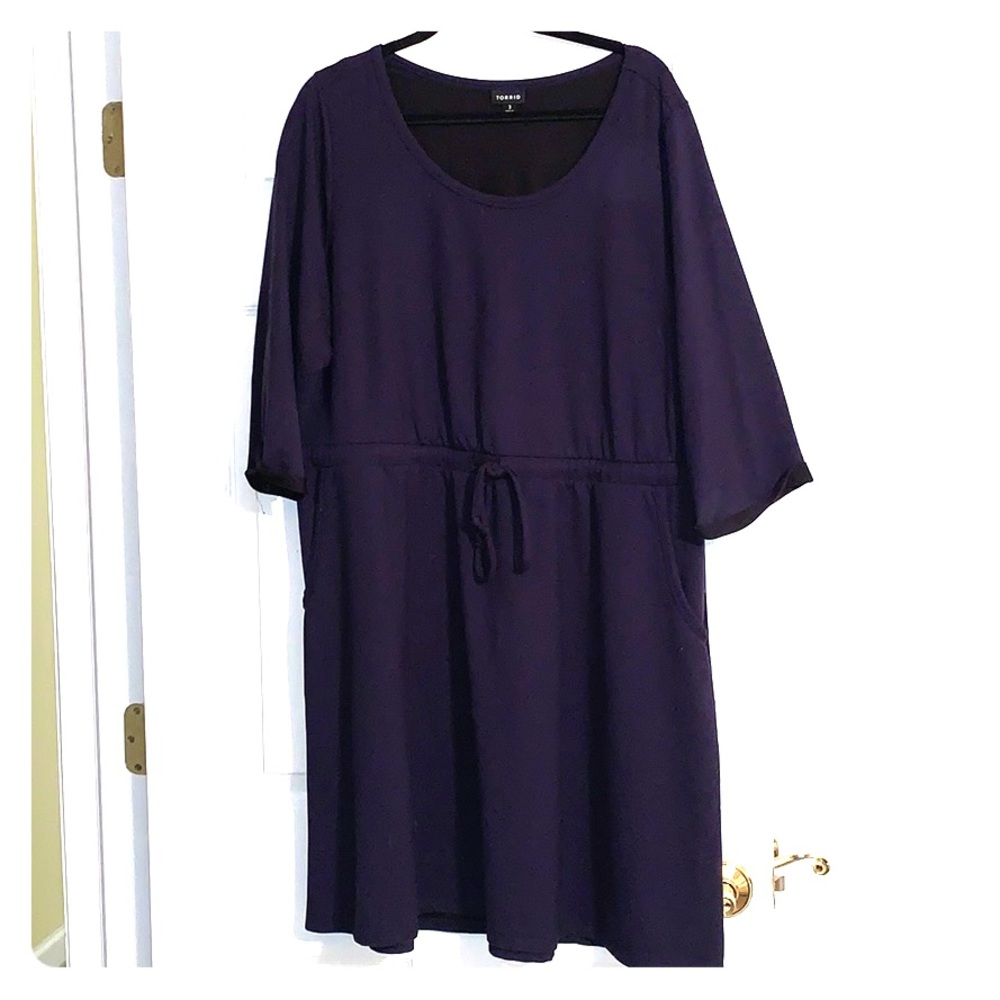 Torrid Size 3 Navy  Blue Dress. Tie at waist.